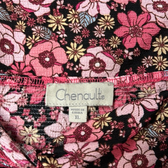 Chenault floral knit top chiffon sleeves twist-knot front elasticized sleeves - Picture 7 of 8